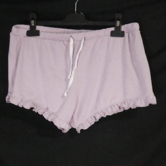 WEEKEND EDITION | large | Lavender Sweat Shorts With Ruffle Trim - Picture 1 of 14